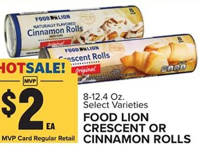 FOOD LION CRESCENT OR CINNAMON ROLLS