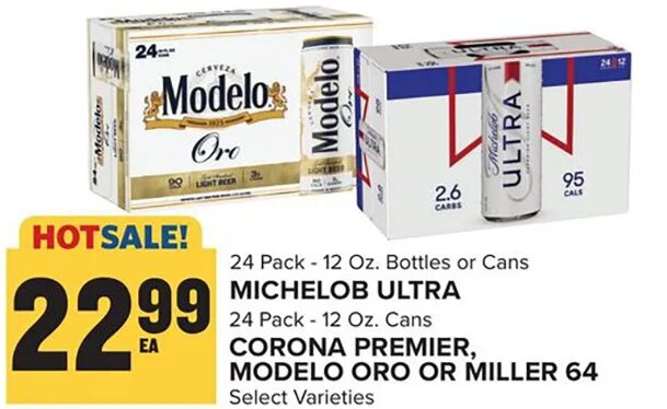 Michelob Ultra, Modelo Oro or Miller 64 at Food Lion