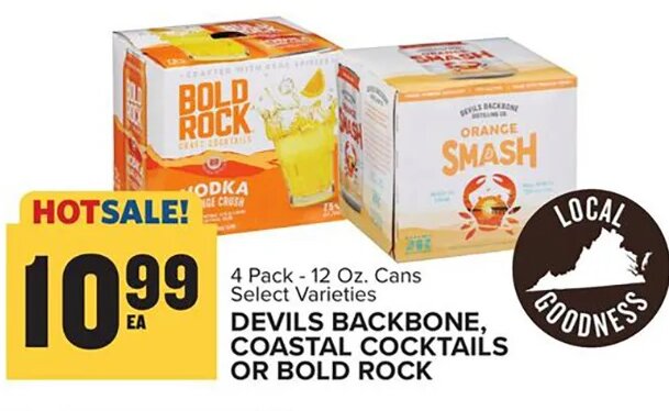 DEVILS BACKBONE, COASTAL COCKTAILS OR BOLD ROCK