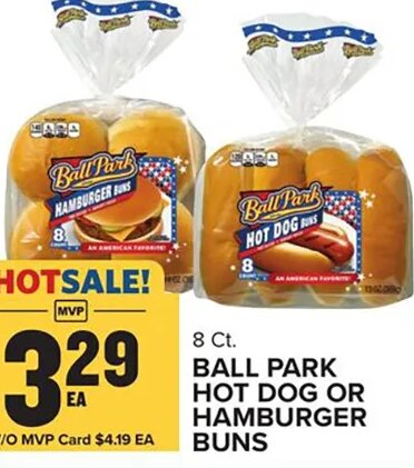 Ball Park Hot Dog or Hamburger Buns at Food Lion