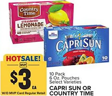 Capri Sun or Country Time at Food Lion