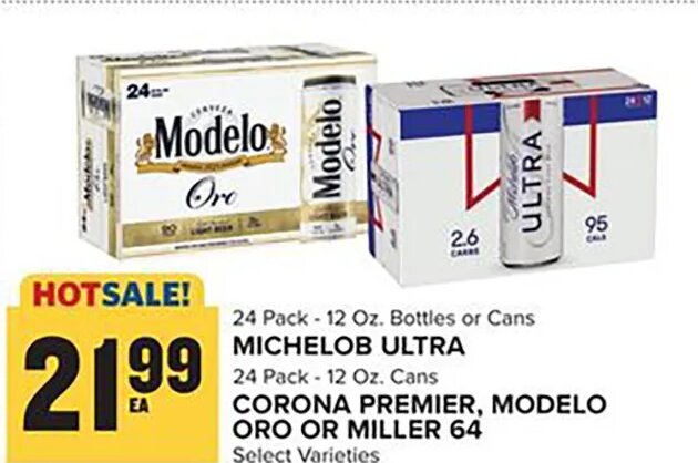 Michelob Ultra, Corona Premier, Modelo Oro or Miller 64 at Food Lion