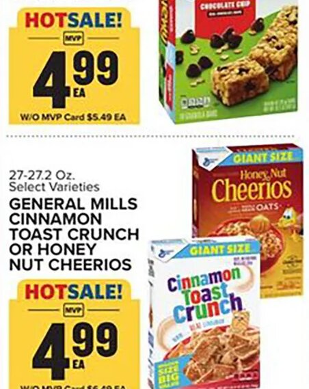 GENERAL MILLS CINNAMON TOAST CRUNCH OR HONEY NUT CHEERIOS