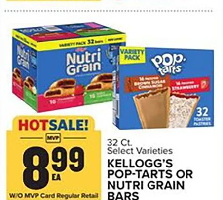 Kellogg's Pop-Tarts or Nutri Grain Bars at Food Lion