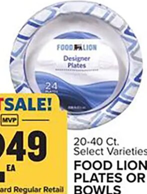 FOOD LION PLATES OR BOWLS
