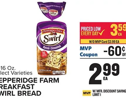 Pepperidge Farm Breakfast Swirl Bread at Food Lion