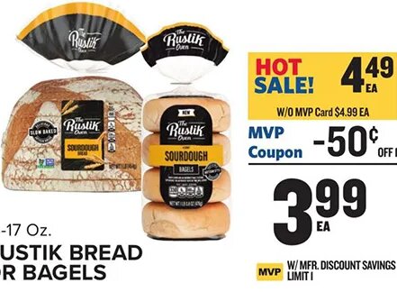 Rustik Bread or Bagels at Food Lion