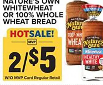 Nature's Own Whitewheat or 100% Whole Wheat Bread at Food Lion