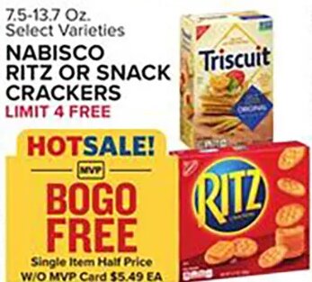 NABISCO RITZ OR SNACK CRACKERS
