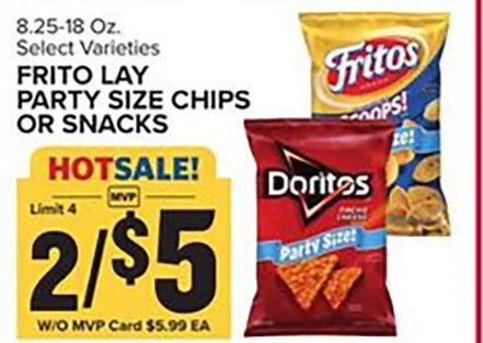Frito Lay Party Size Chips or Snacks at Food Lion