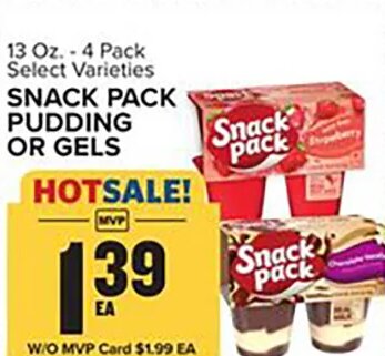 SNACK PACK PUDDING OR GELS