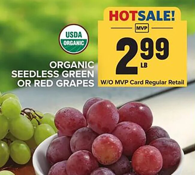 Organic Seedless Green or Red Grapes at Food Lion