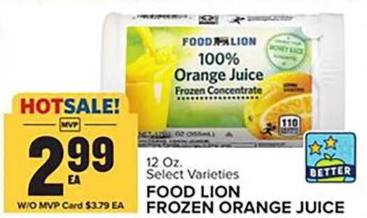 FOOD LION FROZEN ORANGE JUICE