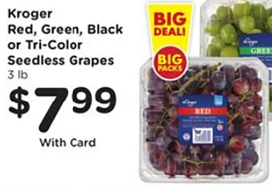 Kroger Red, Green, Black or Tri-Color Seedless Grapes at Fred Meyer