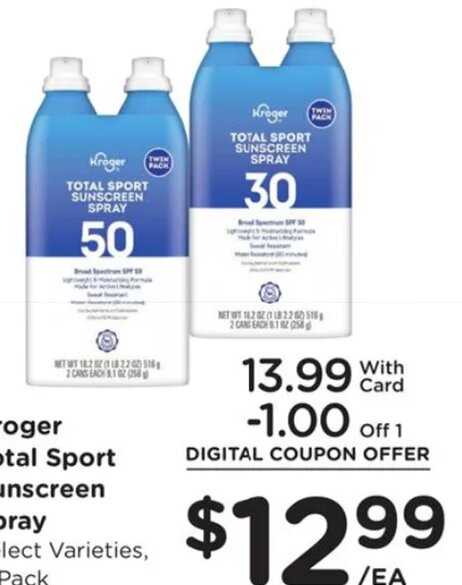 Kroger Total Sport Sunscreen Spray
