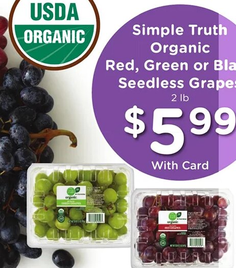 Simple Truth Organic Red, Green or Black Seedless Grapes at Fred Meyer