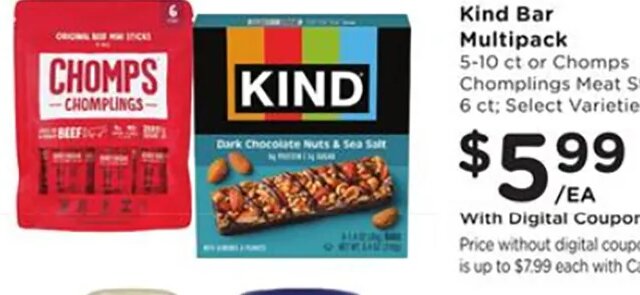 Chomps Chomplings Meat Sticks or Kind Bar Multipack