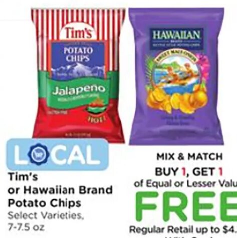 Tim's or Hawaiian Brand Potato Chips