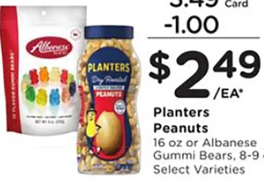 Planters Peanuts or Albanese Gummi Bears at Fred Meyer