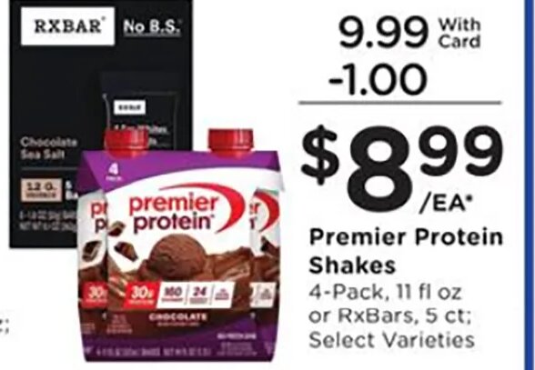 Premier Protein Shakes or RXBAR