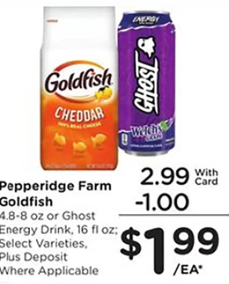 Pepperidge Farm Goldfish or Ghost Energy Drink