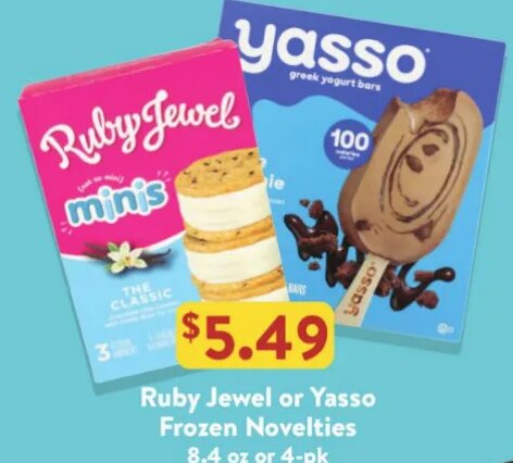 Ruby Jewel or Yasso Frozen Novelties