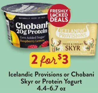Icelandic Provisions or Chobani Skyr or Protein Yogurt at Fresh Thyme