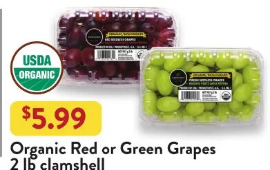 Organic Red or Green Grapes at Fresh Thyme