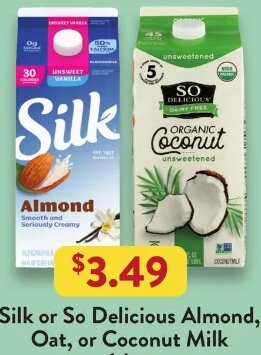 Silk or So Delicious Almond, Oat, or Coconut Milk at Fresh Thyme