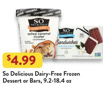 So Delicious Dairy-Free Frozen Dessert or Bars