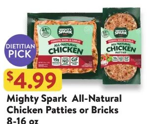 Mighty Spark All-Natural Chicken Patties or Bricks at Fresh Thyme
