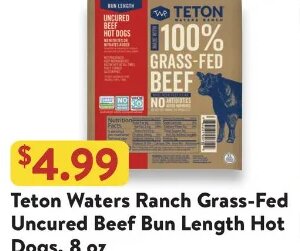 Teton Waters Ranch Grass-Fed Uncured Beef Bun Length Hot Dogs at Fresh Thyme