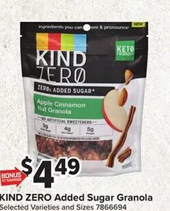 KIND ZERO Added Sugar Granola