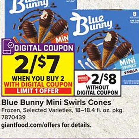 Blue Bunny Mini Swirls Cones