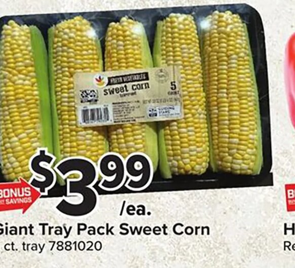 Giant Tray Pack Sweet Corn at Giant Food
