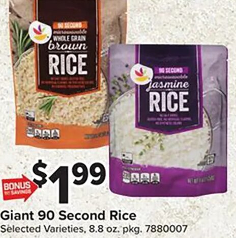 Giant 90 Second Rice at Giant Food