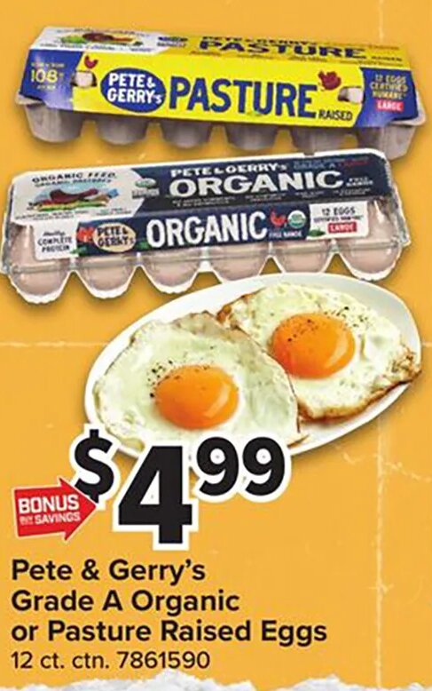 Pete & Gerry's Grade A Organic or Pasture Raised Eggs at Giant Food