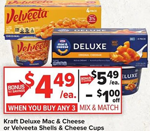 Kraft Deluxe Mac & Cheese or Velveeta Shells & Cheese Cups at Giant Food