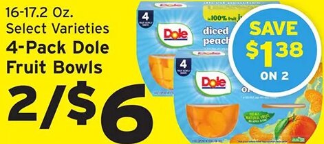 4-Pack Dole Fruit Bowls