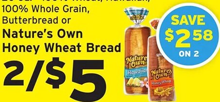 Nature's Own Honey Wheat Bread at Hannaford