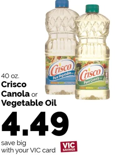 Crisco Canola or Vegetable Oil