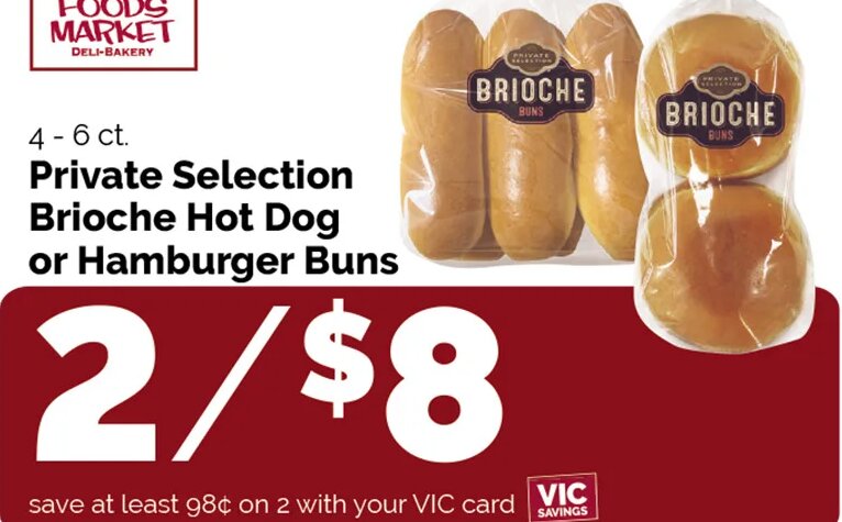 Private Selection Brioche Hot Dog or Hamburger Buns
