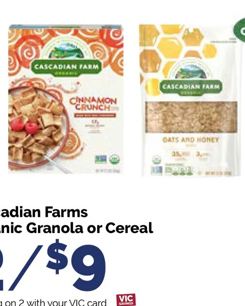 Cascadian Farms Organic Granola or Cereal