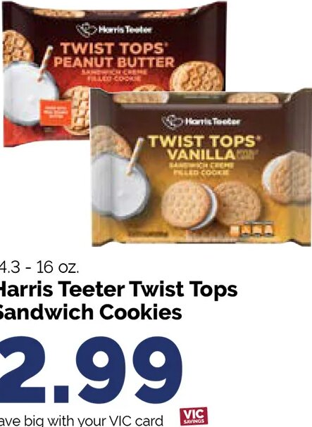 Harris Teeter Twist Tops Sandwich Cookies at Harris Teeter