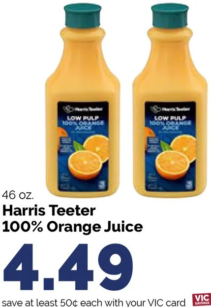 Harris Teeter 100% Orange Juice at Harris Teeter
