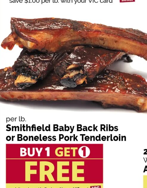 Smithfield Baby Back Ribs or Boneless Pork Tenderloin