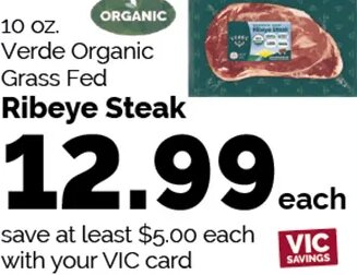 Verde Organic Grass Fed Ribeye Steak
