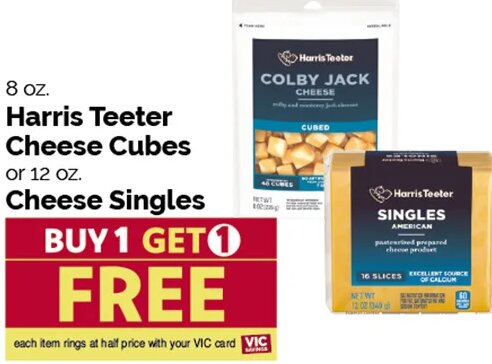 Harris Teeter Cheese Cubes or Cheese Singles