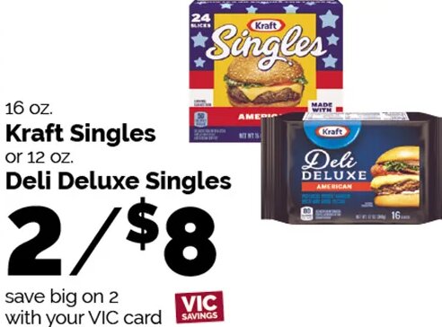 Kraft Singles or Deli Deluxe Singles at Harris Teeter