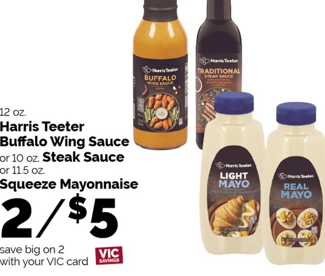 Harris Teeter Buffalo Wing Sauce or Squeeze Mayonnaise
